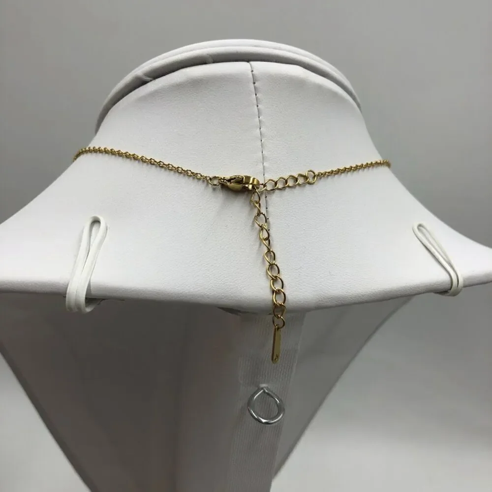 18K Gold Plated Women's Initial Letter H Cubic Zirconia Necklace Waterproof
